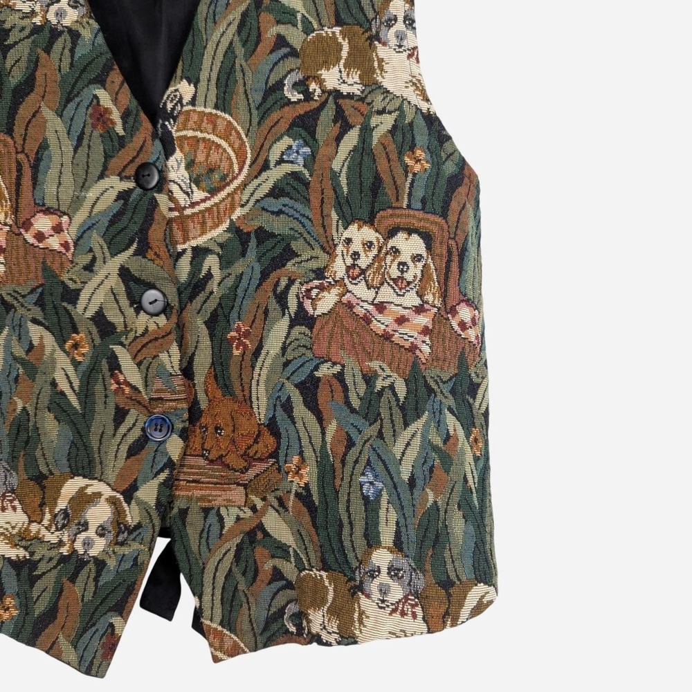 Vintage Cabin Creek Spaniel Tapestry Button Front Vest XL - Picture 3 of 7